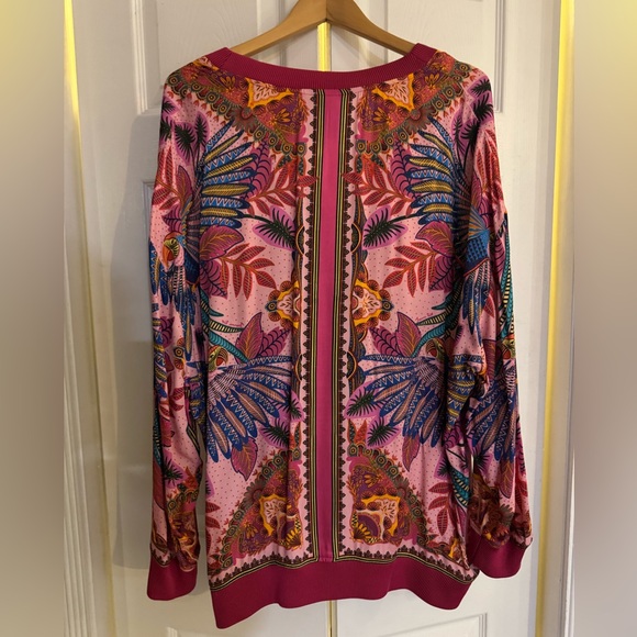 NWOT FARM Rio Macaw Scarf Pink Colorful Floral Cardigan XL - Picture 8 of 8